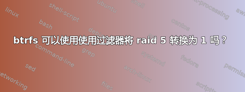 btrfs 可以使用使用过滤器将 raid 5 转换为 1 吗？