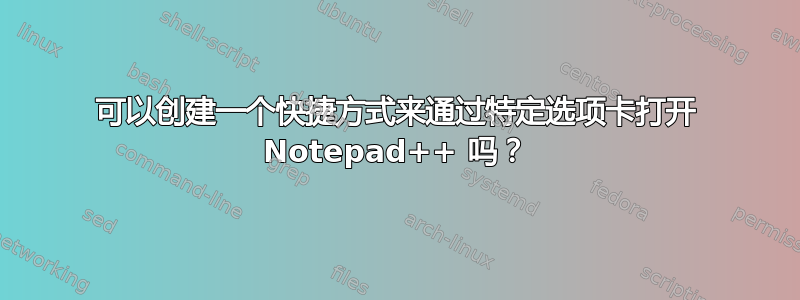 可以创建一个快捷方式来通过特定选项卡打开 Notepad++ 吗？