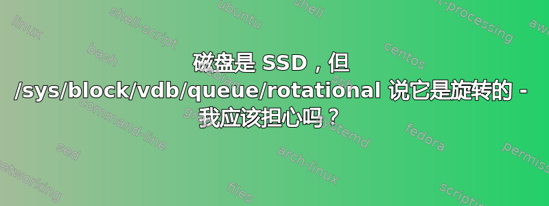 磁盘是 SSD，但 /sys/block/vdb/queue/rotational 说它是旋转的 - 我应该担心吗？