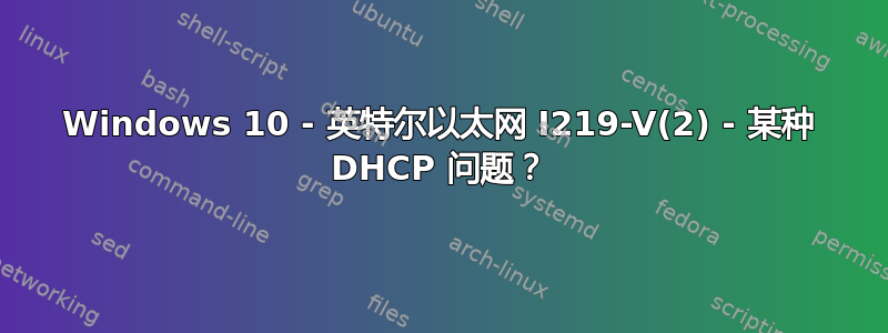 Windows 10 - 英特尔以太网 I219-V(2) - 某种 DHCP 问题？