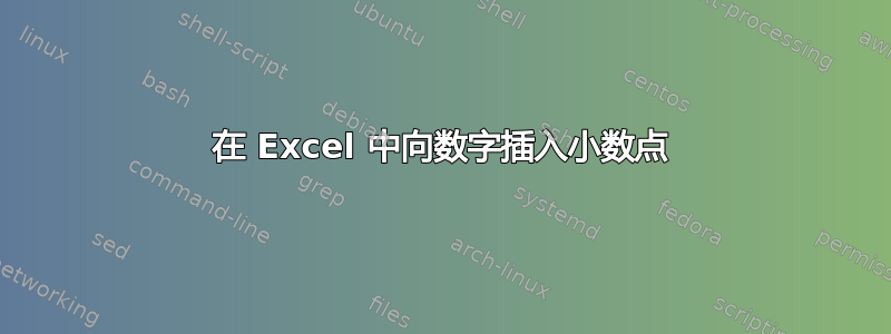 在 Excel 中向数字插入小数点