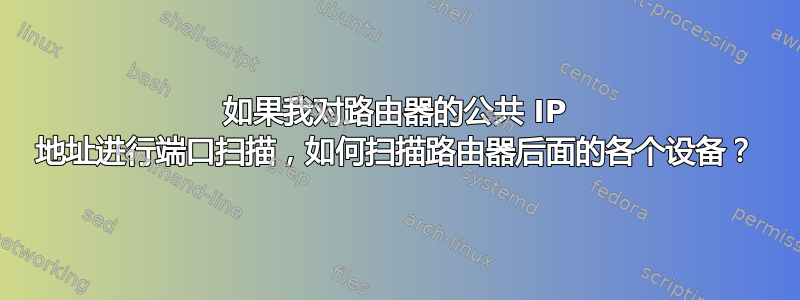 如果我对路由器的公共 IP 地址进行端口扫描，如何扫描路由器后面的各个设备？