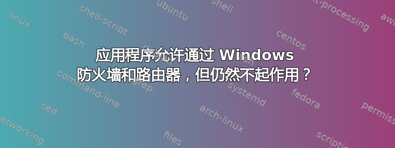 应用程序允许通过 Windows 防火墙和路由器，但仍然不起作用？