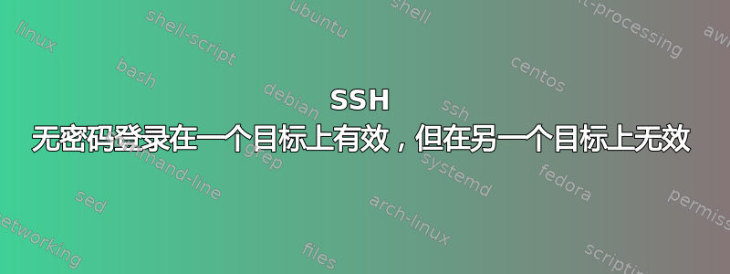 SSH 无密码登录在一个目标上有效，但在另一个目标上无效