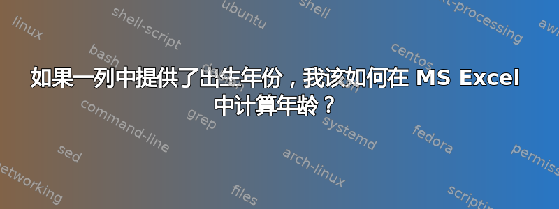 如果一列中提供了出生年份，我该如何在 MS Excel 中计算年龄？