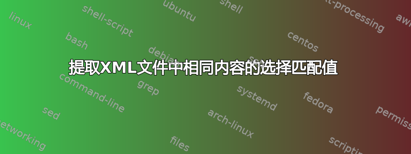 提取XML文件中相同内容的选择匹配值