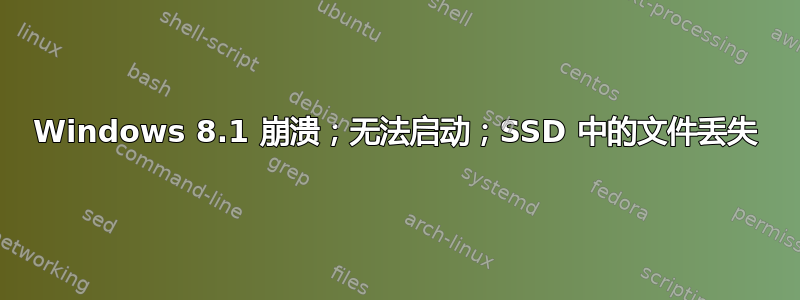 Windows 8.1 崩溃；无法启动；SSD 中的文件丢失