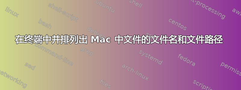 在终端中并排列出 Mac 中文件的文件名和文件路径