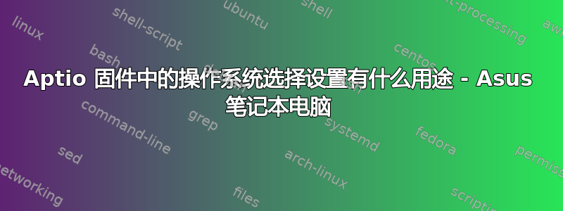 Aptio 固件中的操作系统选择设置有什么用途 - Asus 笔记本电脑