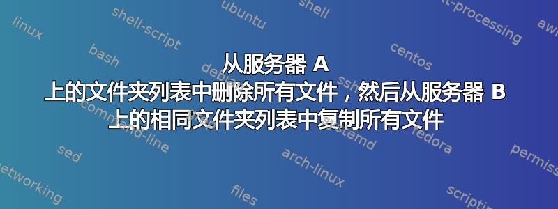 从服务器 A 上的文件夹列表中删除所有文件，然后从服务器 B 上的相同文件夹列表中复制所有文件