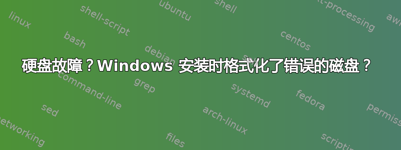 硬盘故障？Windows 安装时格式化了错误的磁盘？