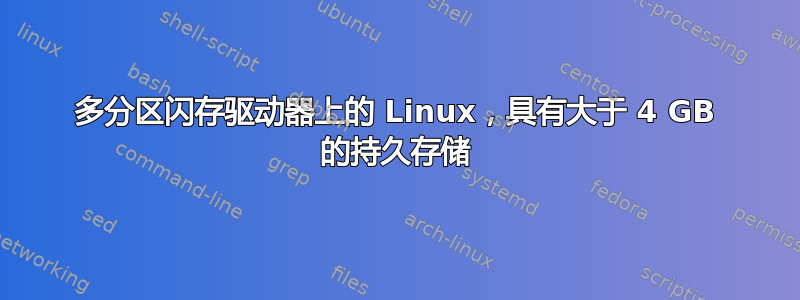 多分区闪存驱动器上的 Linux，具有大于 4 GB 的持久存储