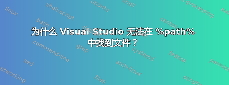 为什么 Visual Studio 无法在 %path% 中找到文件？