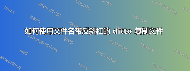 如何使用文件名带反斜杠的 ditto 复制文件