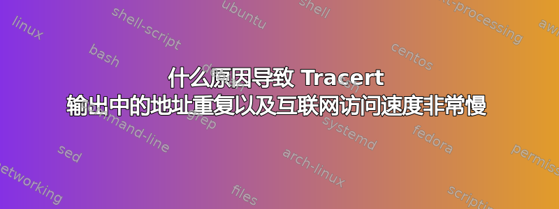 什么原因导致 Tracert 输出中的地址重复以及互联网访问速度非常慢