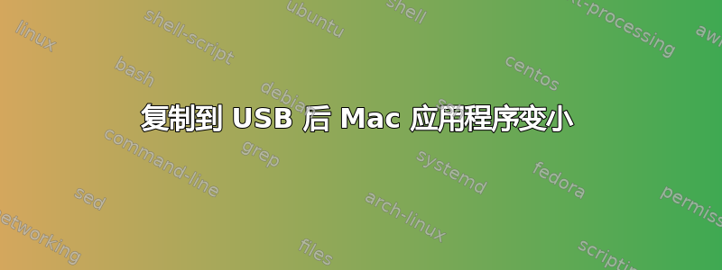 复制到 USB 后 Mac 应用程序变小