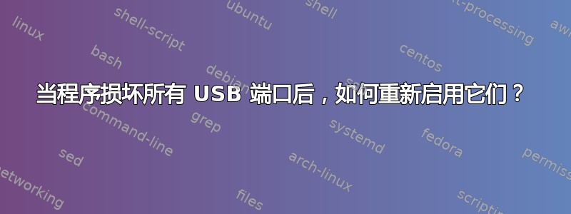 当程序损坏所有 USB 端口后，如何重新启用它们？