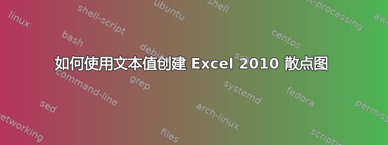 如何使用文本值创建 Excel 2010 散点图