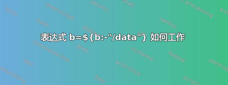 表达式 b=${b:-"/data"} 如何工作