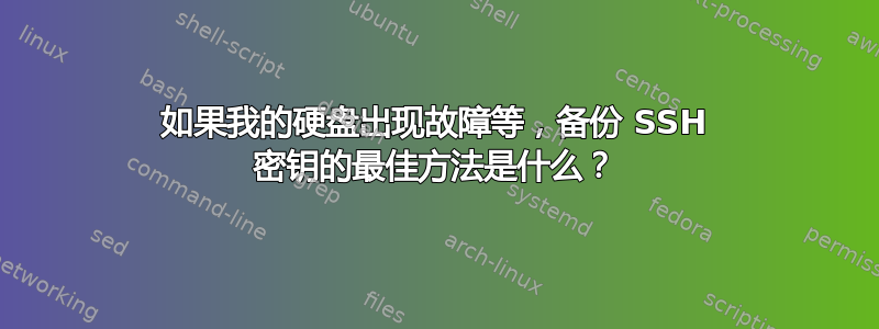 如果我的硬盘出现故障等，备份 SSH 密钥的最佳方法是什么？