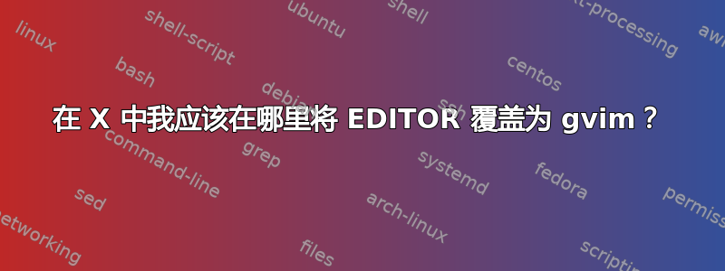 在 X 中我应该在哪里将 EDITOR 覆盖为 gvim？