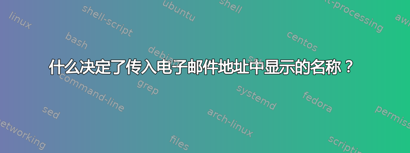 什么决定了传入电子邮件地址中显示的名称？