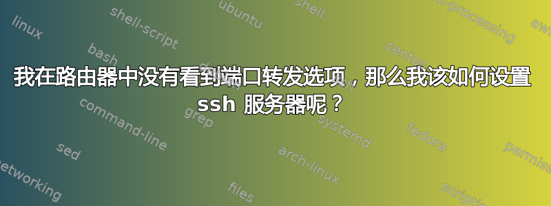 我在路由器中没有看到端口转发选项，那么我该如何设置 ssh 服务器呢？