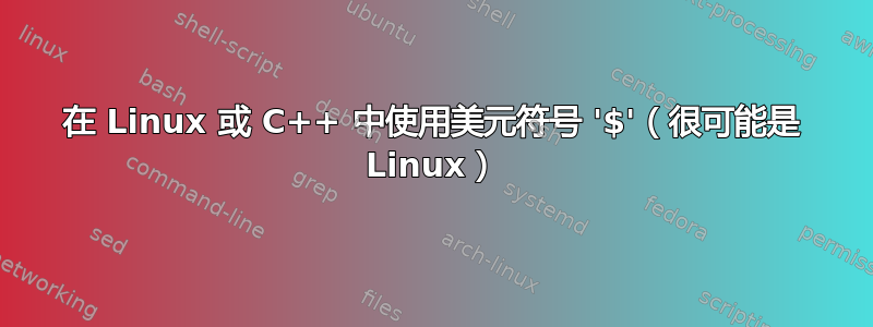 在 Linux 或 C++ 中使用美元符号 '$'（很可能是 Linux）