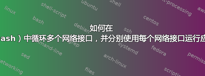 如何在 Linux（bash）中循环多个网络接口，并分别使用每个网络接口运行应用程序？