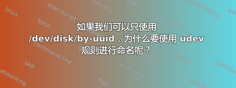 如果我们可以只使用 /dev/disk/by-uuid，为什么要使用 udev 规则进行命名呢？