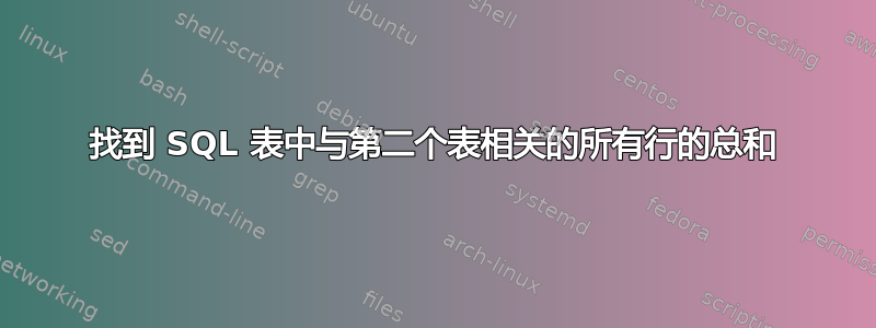 找到 SQL 表中与第二个表相关的所有行的总和