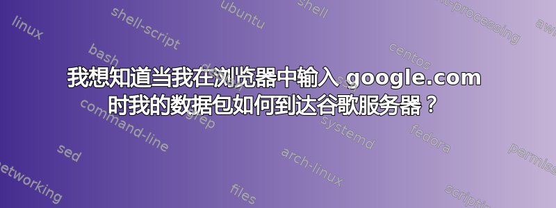 我想知道当我在浏览器中输入 google.com 时我的数据包如何到达谷歌服务器？