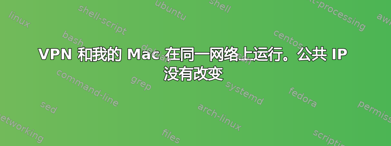 VPN 和我的 Mac 在同一网络上运行。公共 IP 没有改变