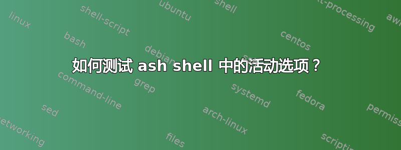 如何测试 ash shell 中的活动选项？