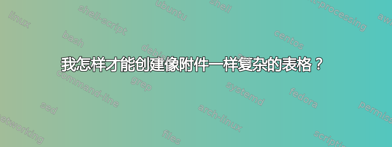 我怎样才能创建像附件一样复杂的表格？