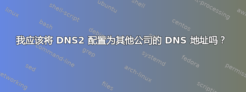 我应该将 DNS2 配置为其他公司的 DNS 地址吗？