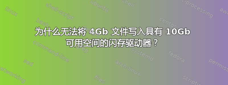 为什么无法将 4Gb 文件写入具有 10Gb 可用空间的闪存驱动器？