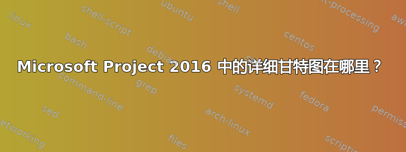 Microsoft Project 2016 中的详细甘特图在哪里？