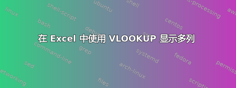 在 Excel 中使用 VLOOKUP 显示多列