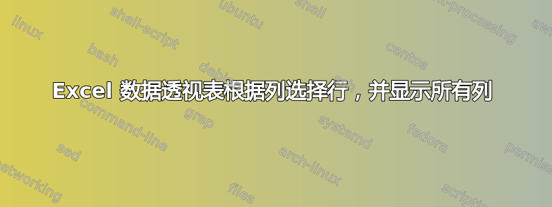 Excel 数据透视表根据列选择行，并显示所有列