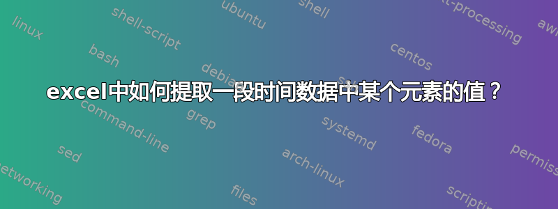 excel中如何提取一段时间数据中某个元素的值？