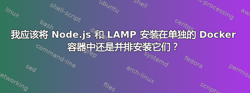 我应该将 Node.js 和 LAMP 安装在单独的 Docker 容器中还是并排安装它们？