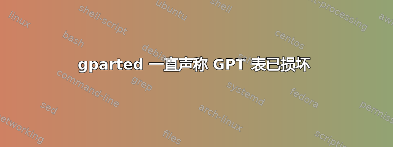 gparted 一直声称 GPT 表已损坏