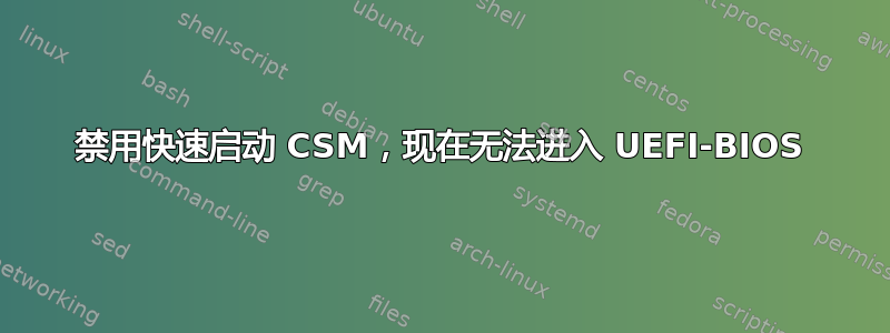 禁用快速启动 CSM，现在无法进入 UEFI-BIOS