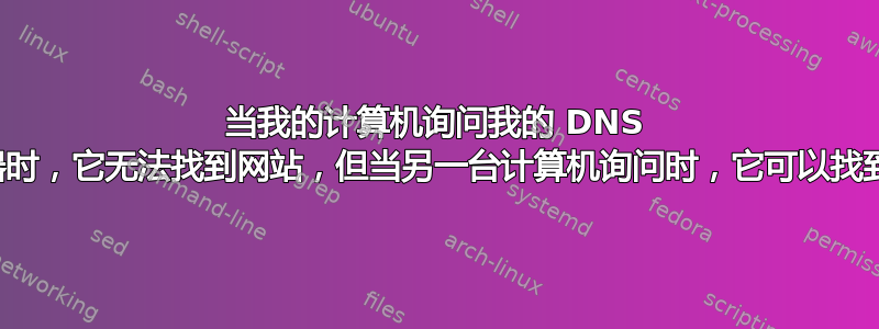 当我的计算机询问我的 DNS 服务器时，它无法找到网站，但当另一台计算机询问时，它可以找到网站