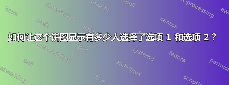 如何让这个饼图显示有多少人选择了选项 1 和选项 2？