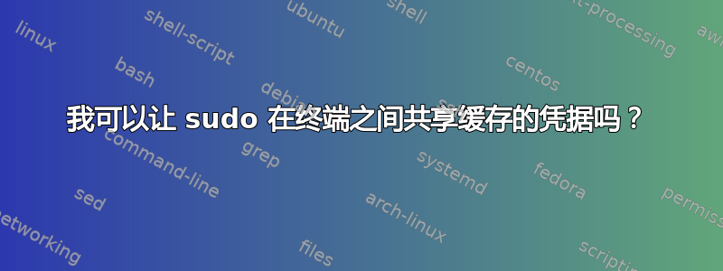 我可以让 sudo 在终端之间共享缓存的凭据吗？