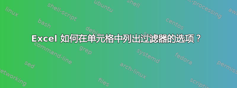 Excel 如何在单元格中列出过滤器的选项？