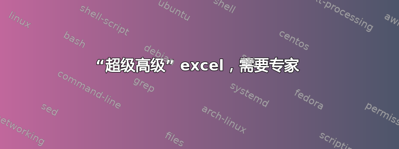 “超级高级” excel，需要专家