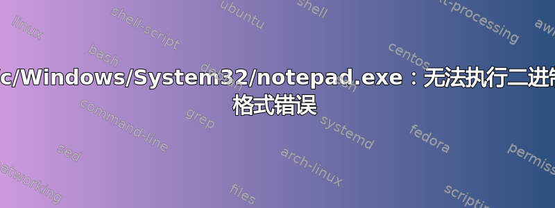 bash：/mnt/c/Windows/System32/notepad.exe：无法执行二进制文件：Exec 格式错误